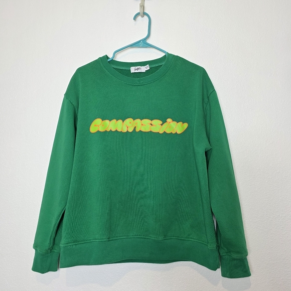 The Mayfair Group Tops - The Mayfair Group Compassion Graphic Sweatshirt In Green